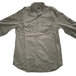 Helix Button Up Long Sleeve Shirt Size M Dark Green